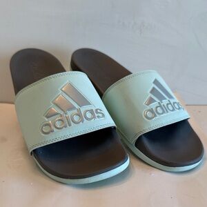 Adidas Adilette comfort slides women's seafoam green slip on